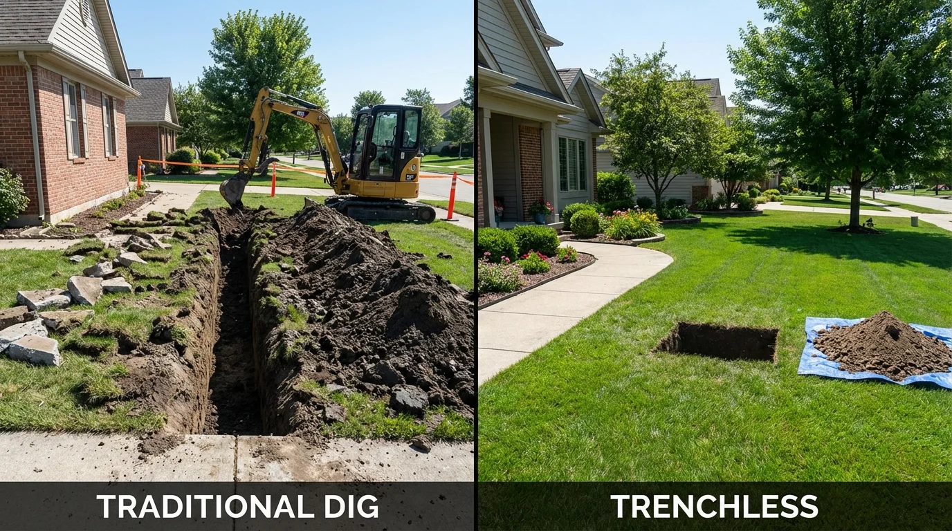 Trenchless sewer repair with minimal yard damage versus traditional excavation in Elko, NV